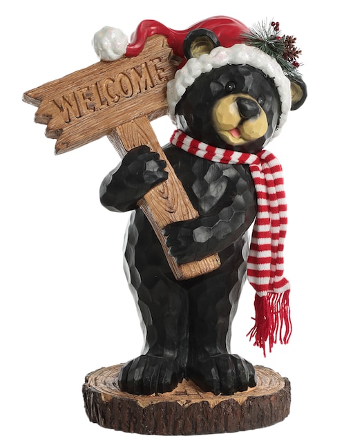 Figura decorativa navideña de oso Christmas Spirit de resina