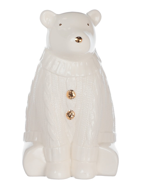 Figura decorativa navideña de oso Christmas Spirit de porcelana