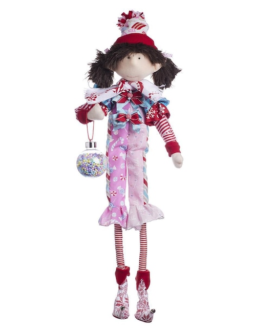 Ornamento navidad duende Queca Designs Candy Cane