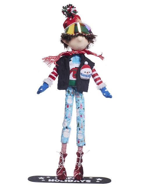 Ornamento navidad duende Queca Designs Xmas Ski