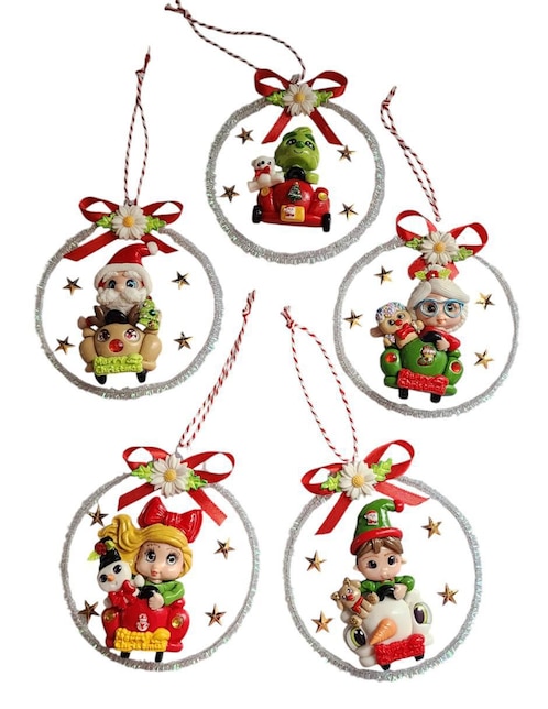 Set de esfera navideña Limerence By Claudia Herrera Santa Claus y Abuelita con 5 piezas