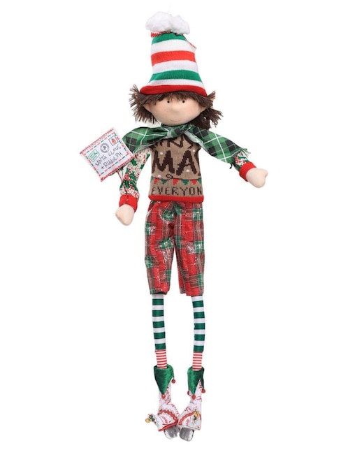 Ornamento navideño Duende Queca Designs Little Elfy