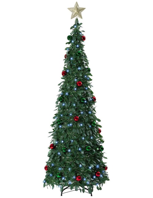 Árbol de navidad Esquimal plegable con set de decoración de pvc con 150 luces