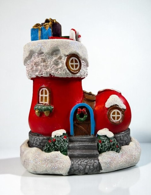 Figura decorativa de bota Navidad de resina