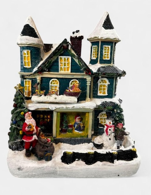Figura decorativa de casa Navidad Cm-Top Casa Navideña con Luces de resina