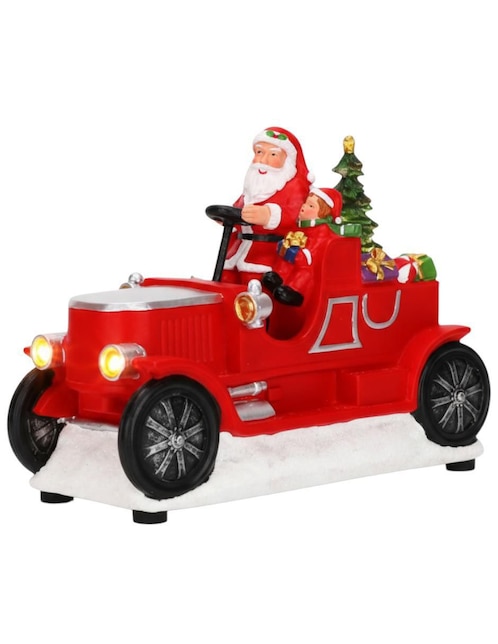 Figura decorativa de carrito Navidad Cm-Top Navideña de Carrito de Santa Claus de resina