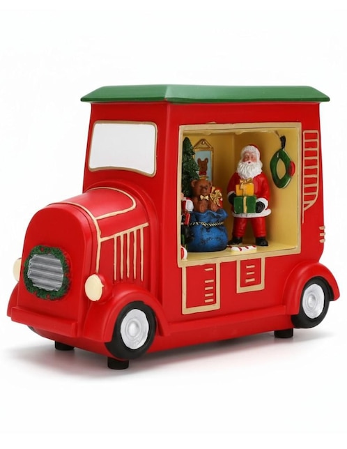 Figura decorativa de carrito Navidad Cm-Top Navideña Coche de Santa de resina