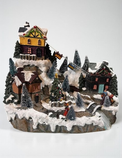 Figura decorativa de villa Navidad Montaña con Villa Navideña de resina Figura decorativa de villa Navidad Montaña con Villa Navideña de resina