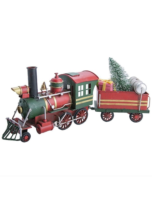 Figura decorativa de tren Navidad Running Decora de metal