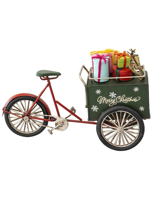 Figura decorativa de bicicleta Navidad Running Decora de metal
