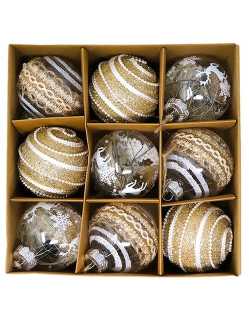 Set de esfera navideña brillo con 9 piezas