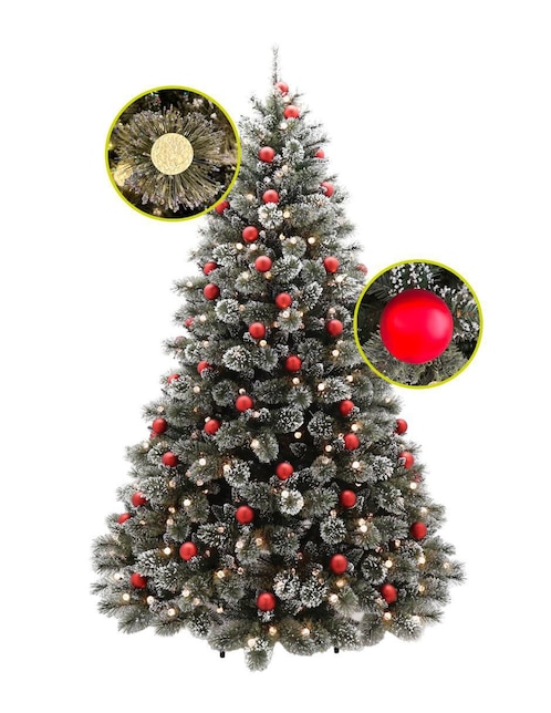 Árbol de navidad Artego Redcedar 83 esferas rojas con 350 luces
