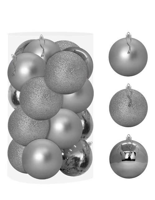 Set de esfera navideña Grandes Silver con 16 piezas