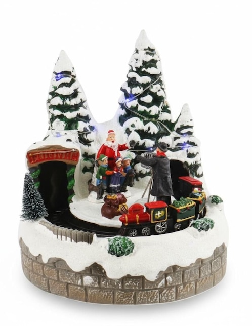 Figura decorativa de diferentes diseños Navidad Cm-Top Santa Claus Con Tren Giratorio de resina