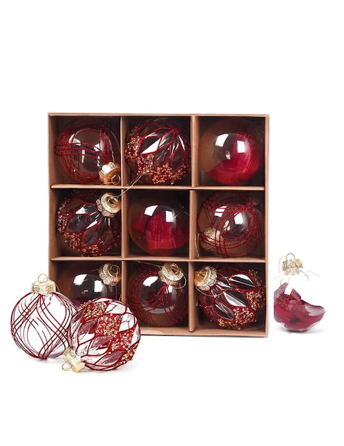 Set de esfera navideña Artego Handamade Crystal Diamond con 9 piezas