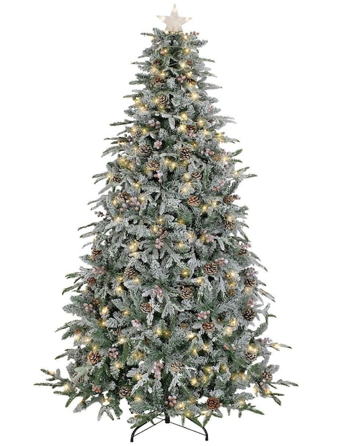 Árbol de navidad Nevado con Frutos y Estrella de PVC con 250 luces Árbol de navidad Nevado con Frutos y Estrella de PVC con 250 luces