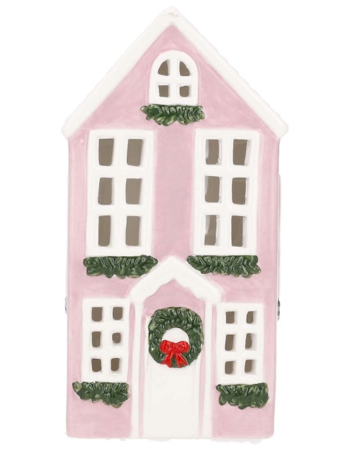 Figura decorativa navideña de casa de cerámica