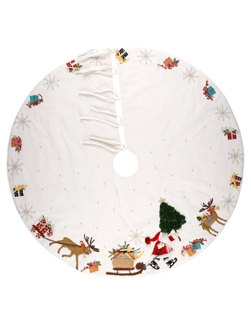 Pie de árbol estampado navideño