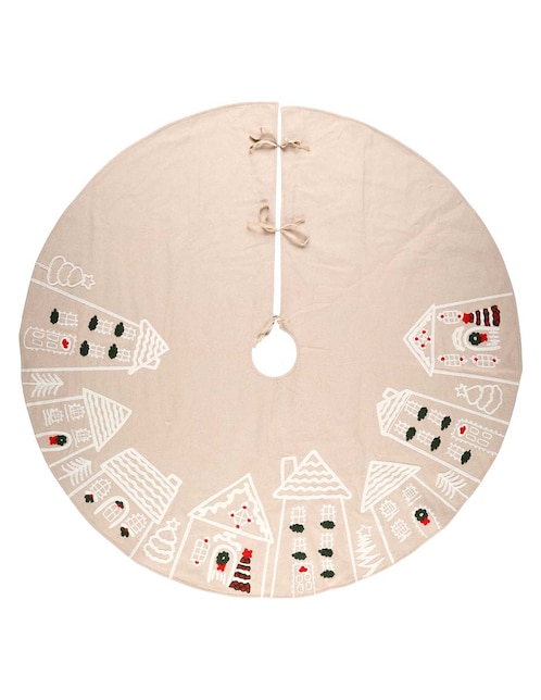 Pie de árbol estampado navideño