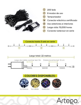 Serie LED Artego con 200 focos