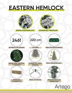 Árbol de navidad Artego Nevado Eastern Hemlock