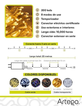 Serie LED Artego DORADATR con 200 focos