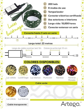 Serie LED Artego ARLED-01-LUCIERNA con 200 focos