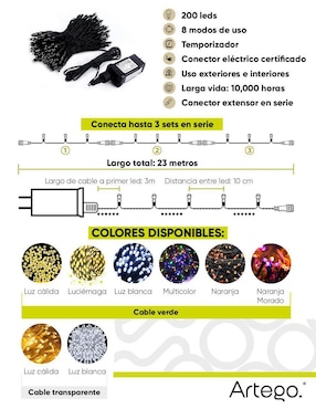 Serie LED Artego ARLED-01-NAVIDAD con 200 focos