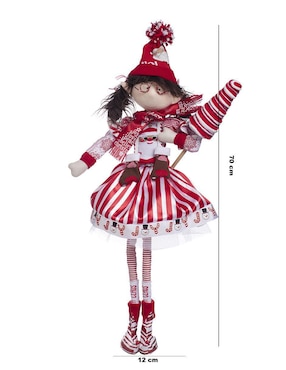 Ornamento navidad duende Queca Designs Candy Cane