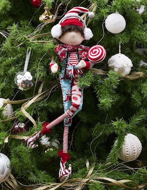 Ornamento navidad duende Queca Designs Candy Cane