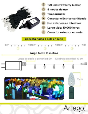 Serie LED Artego Strawberry con 100 focos