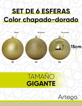 Set de esfera navideña Artego con 6 piezas