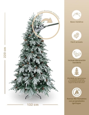 Árbol de navidad Esquimal Nevado Escarchado Con Piñas