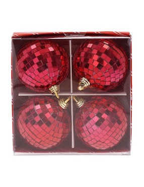 Set de esfera navideña Christmas Spirit Roja con 4 piezas