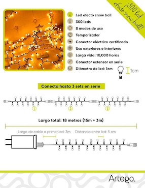 Serie LED Artego Navideñas con 300 focos