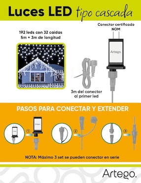 Serie funciones led Artego navidad cascada con 192 focos