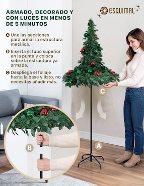 Árbol de navidad Esquimal plegable con set de decoración de pvc con 150 luces