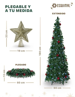 Árbol de navidad Esquimal plegable con set de decoración de pvc con 150 luces