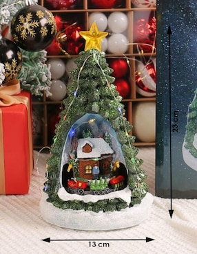 Figura decorativa de pino Navidad Cm-Top Pino con Villa Musical Navideña de resina