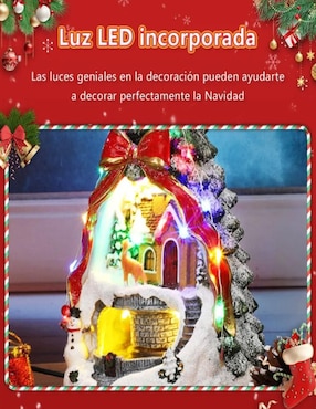 Figura decorativa de pino Navidad Cm-Top Navideña Pino con Casa y Tren de resina