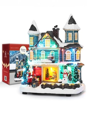 Figura decorativa de casa Navidad Cm-Top Casa Navideña con Luces de resina