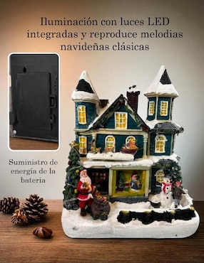 Figura decorativa de casa Navidad Cm-Top Casa Navideña con Luces de resina