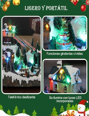 Figura decorativa de villa Navidad Cm-Top Montaña con Villa Navideña de resina