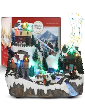 Figura decorativa de villa Navidad Cm-Top Montaña con Villa Navideña de resina