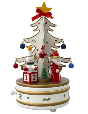 Caja musical de árbol navidad Navidad Running Decora de madera