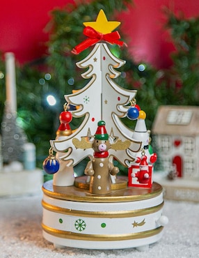Caja musical de árbol navidad Navidad Running Decora de madera