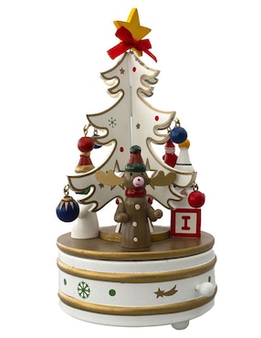 Caja musical de árbol navidad Navidad Running Decora de madera