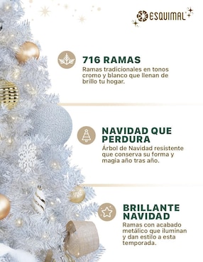 Árbol de navidad Esquimal metálico blanco plateado