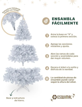 Árbol de navidad Esquimal metálico blanco plateado
