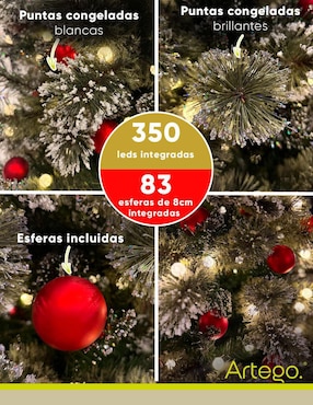 Árbol de navidad Artego Redcedar 83 esferas rojas con 350 luces